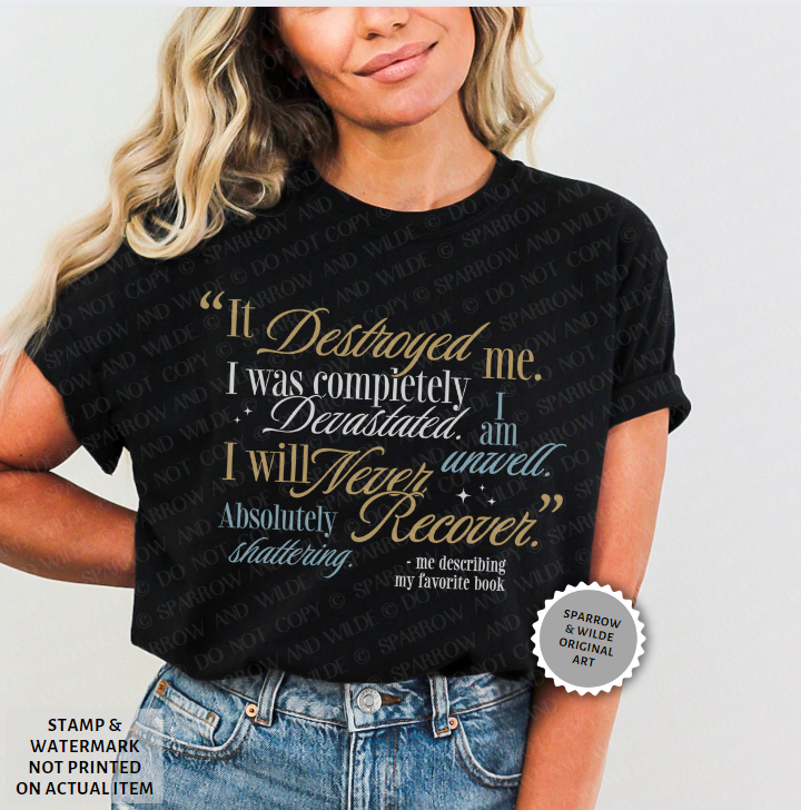 This Book Destroyed Me Comfort Colors T Shirt Sparrow Wilde