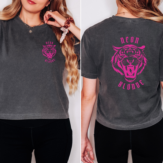 Crop Top - Pink Logo - Neon Blonde