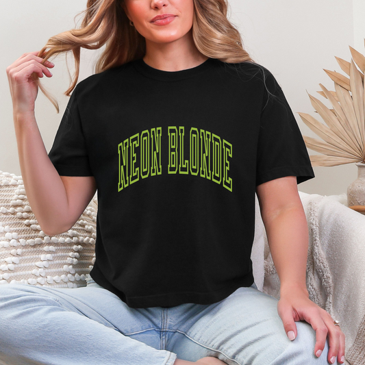 Crop Top - Green Lettering - Neon Blonde