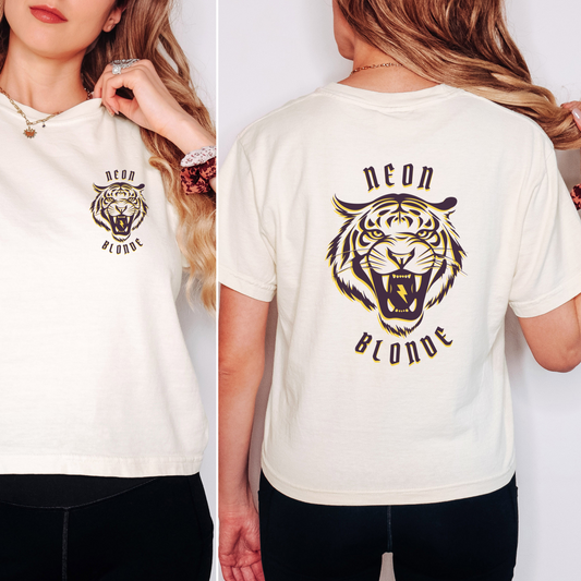 Crop Top - Gold Logo - Neon Blonde
