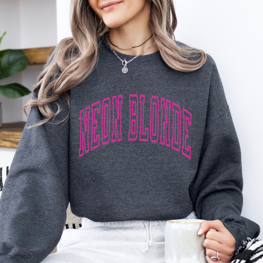 Sweatshirt - Pink Lettering - Neon Blonde