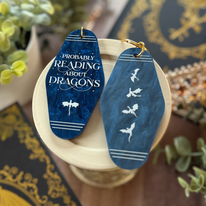 Probably Reading About Dragons | Motel Keychain