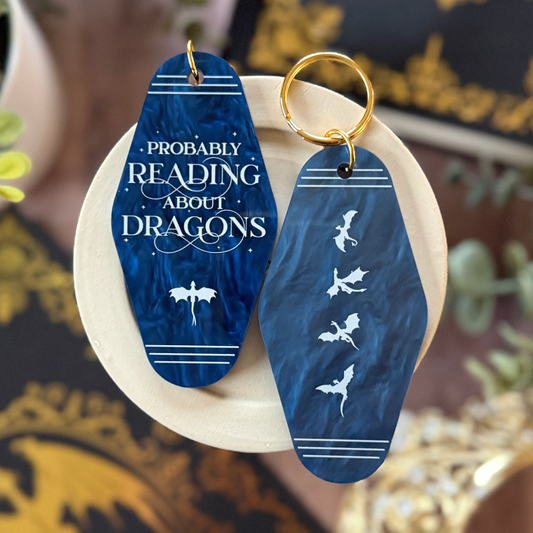Probably Reading About Dragons | Motel Keychain