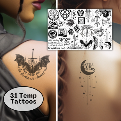 Throne of Glass Temporary Tattoos