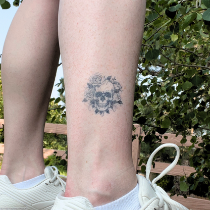 Floral Skull | Semi-Permanent Tattoo