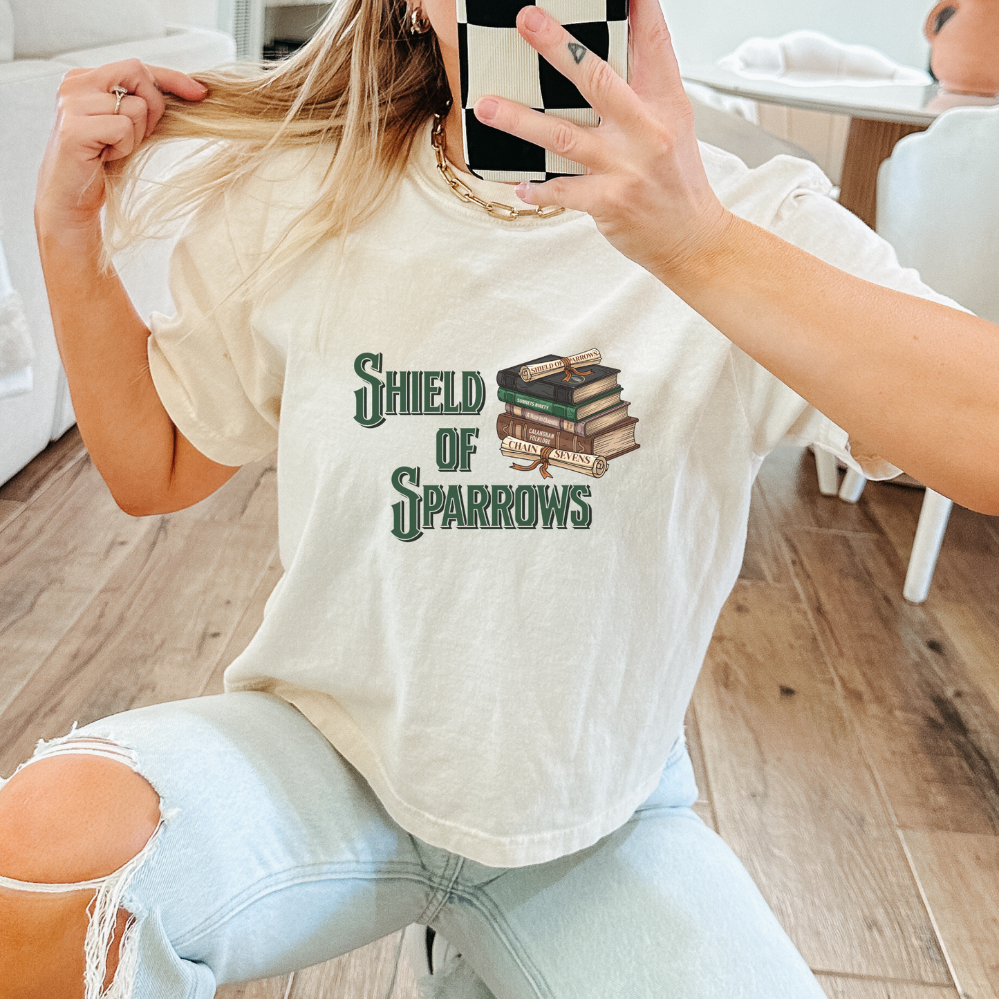 Books & Treaties | Shield of Sparrows Crop Top
