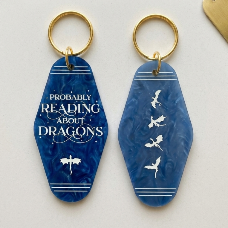 Probably Reading About Dragons | Motel Keychain