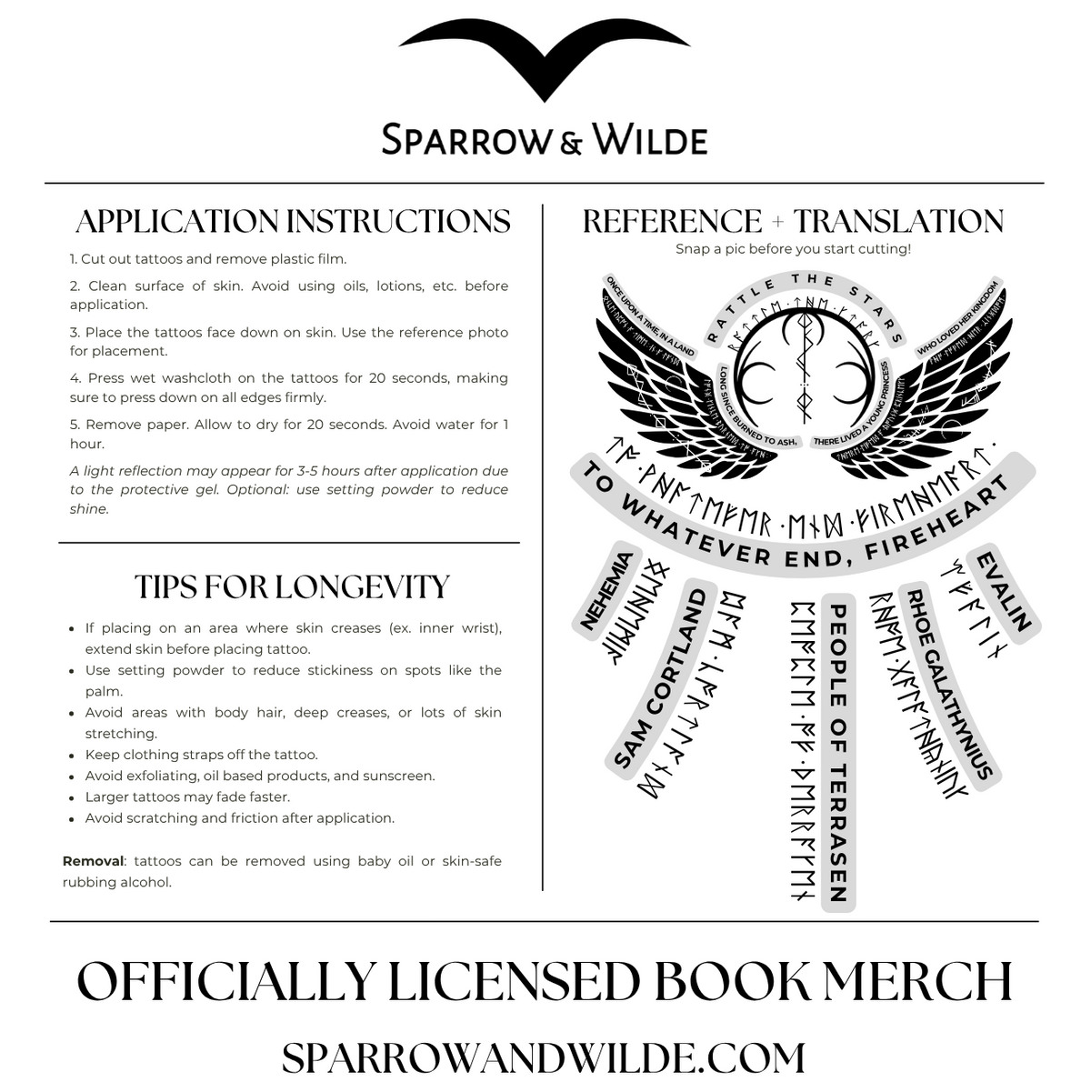 Throne of Glass Temporary Tattoo | Aelin Back