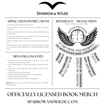 Throne of Glass Temporary Tattoo | Aelin Back