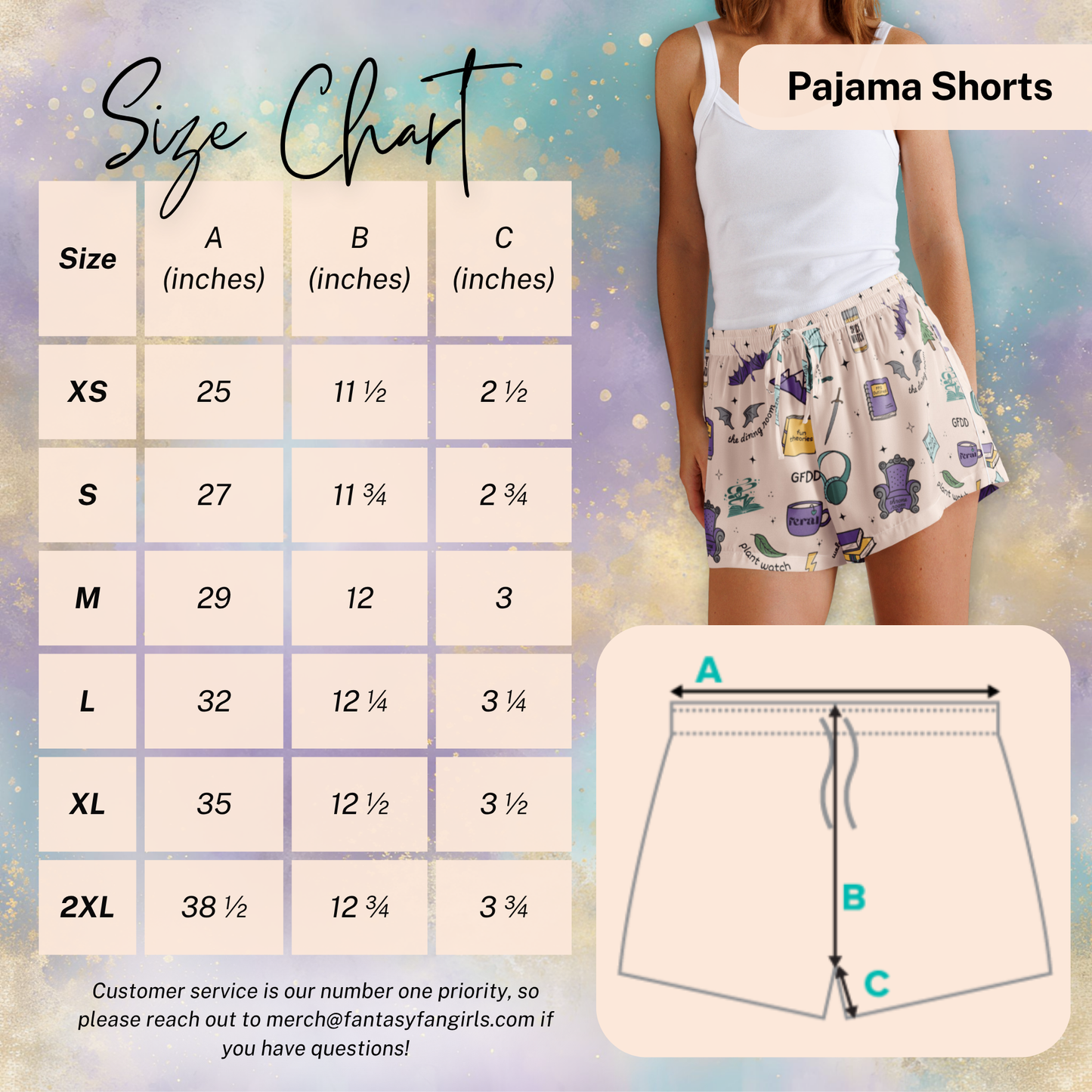 FFG - Doodle Pajama Shorts  - S - FINAL SALE