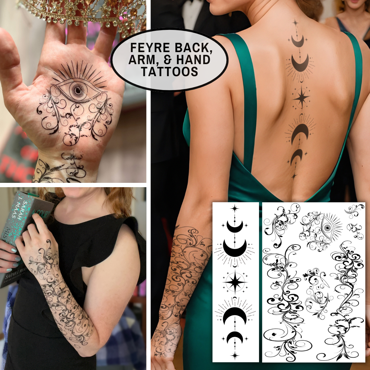 ACOTAR Temporary Tattoos | Feyre Arm & Back