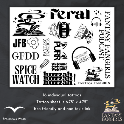 Fantasy Fangirls | Temporary Tattoo Sheet