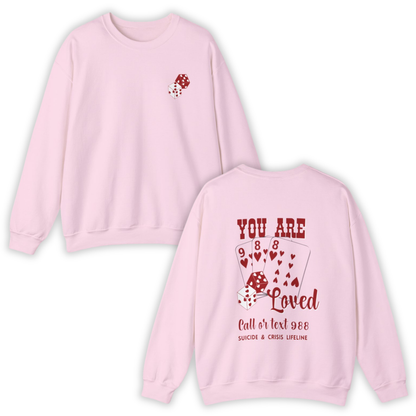 Suicide & Crisis Lifeline Awareness Dice Sweatshirt - L - FINAL SALE