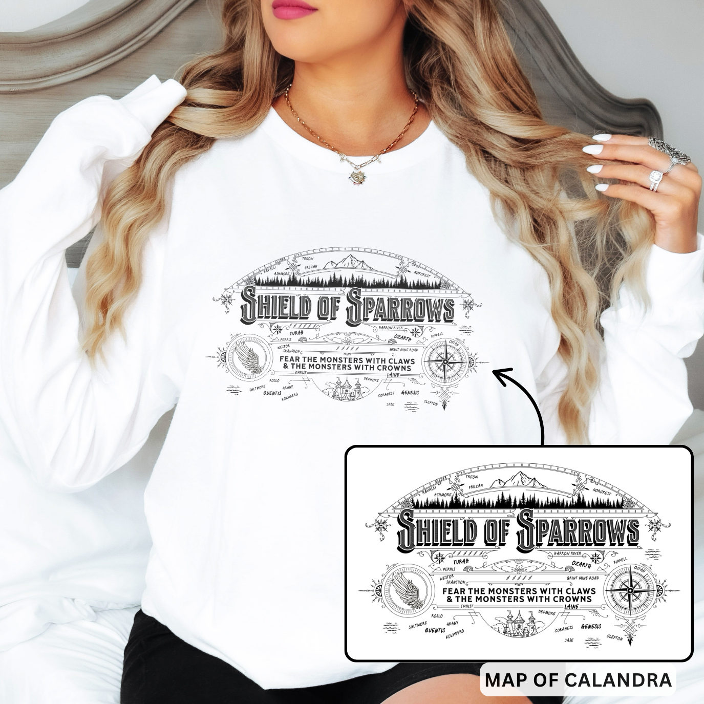 Calandra Map | Shield of Sparrows Long Sleeve T-Shirt