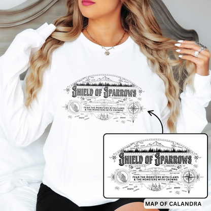 Calandra Map | Shield of Sparrows Long Sleeve T-Shirt