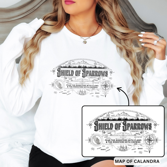 Calandra Map | Shield of Sparrows Long Sleeve T-Shirt