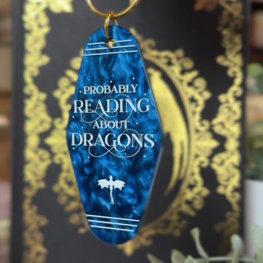 Probably Reading About Dragons | Motel Keychain