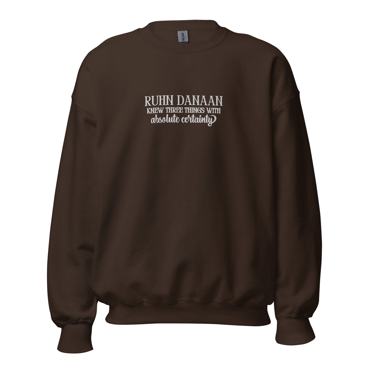 Brown sweatshirt with text