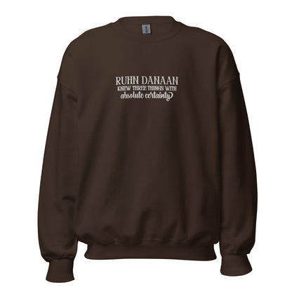 Brown sweatshirt with text
