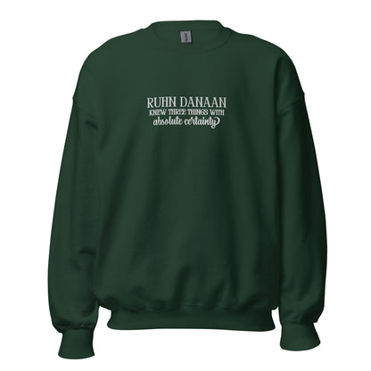 Green sweatshirt with text
