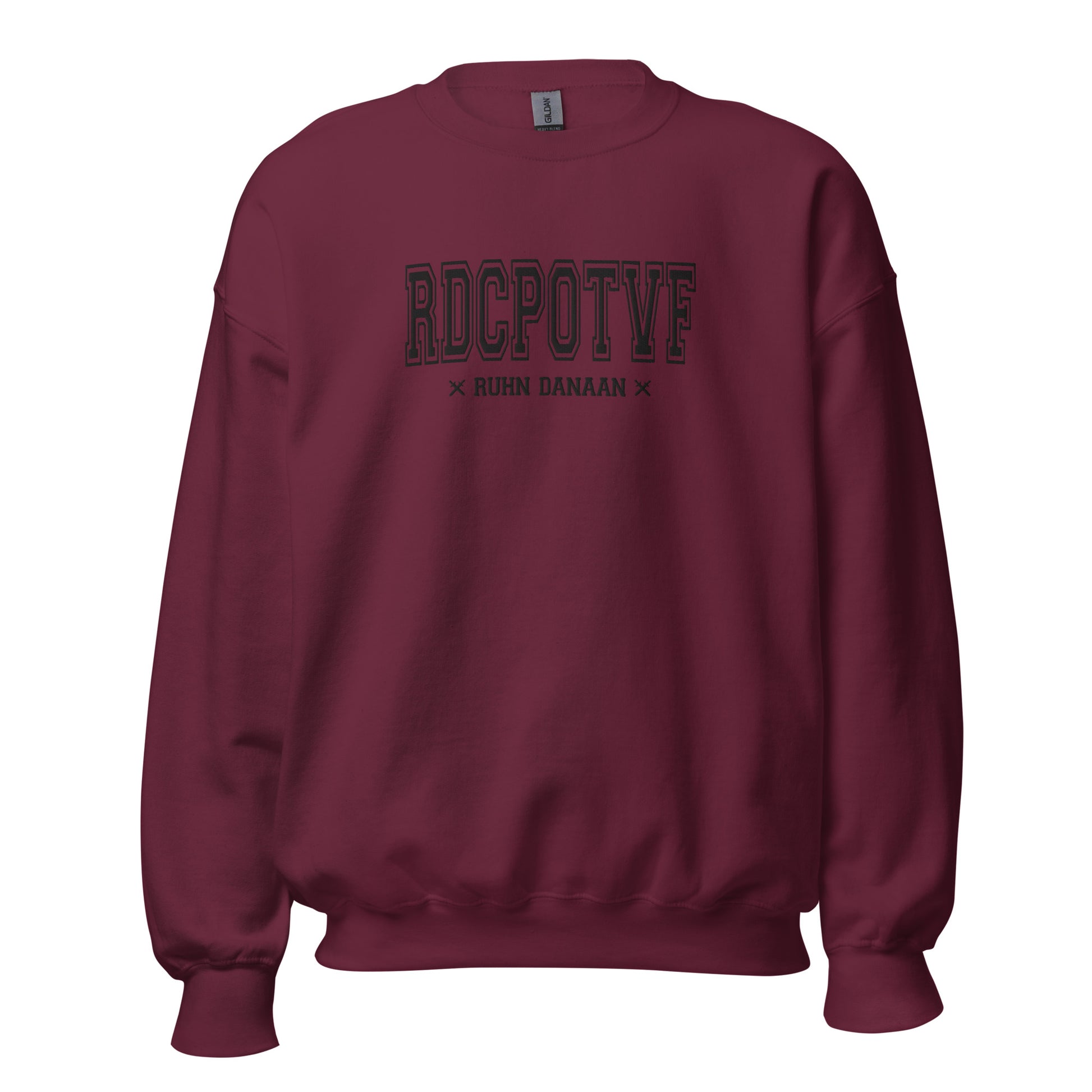 Maroon sweatshirt with text