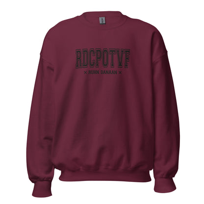 Maroon sweatshirt with text