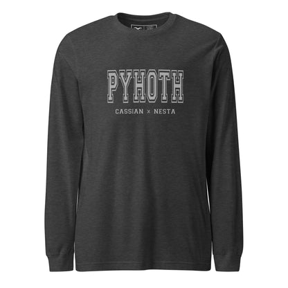 Dark gray long-sleeve shirt with 'PYHOTH' text