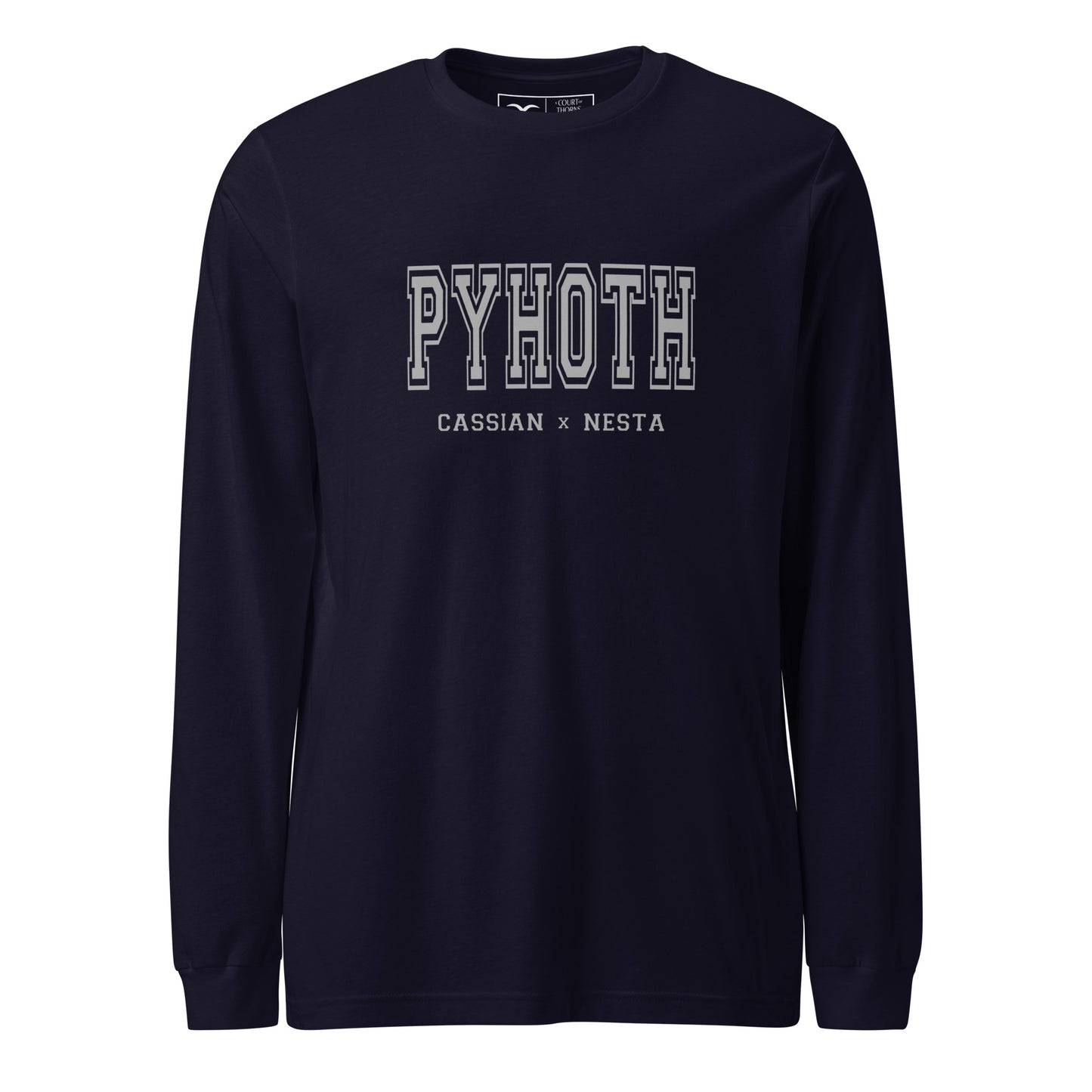 Black long-sleeve shirt with 'PYHOTH' text 