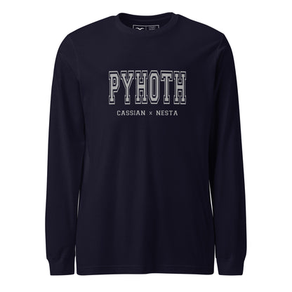Black long-sleeve shirt with 'PYHOTH' text 